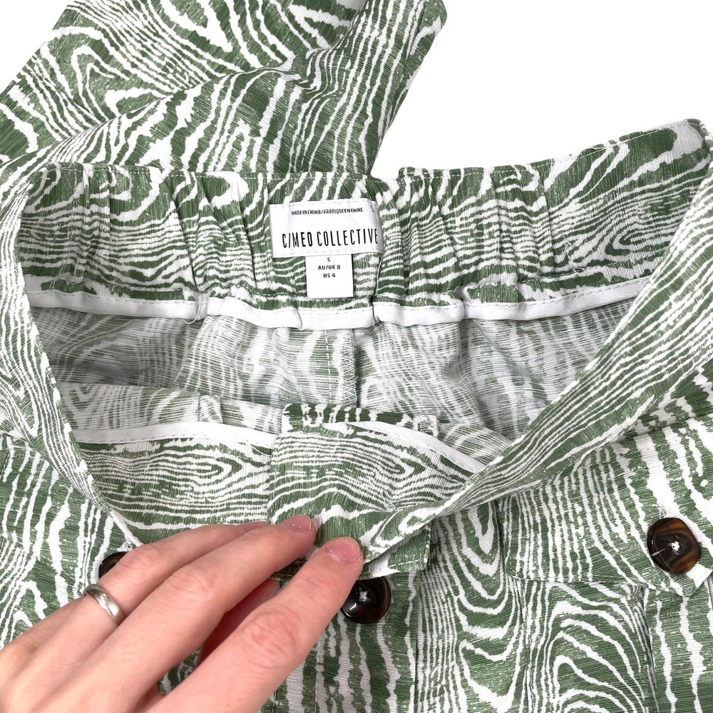 C/MEO Collective Energize Wide-leg Pants Sz S Woodgrain Ivy Green White - Picture 4 of 8